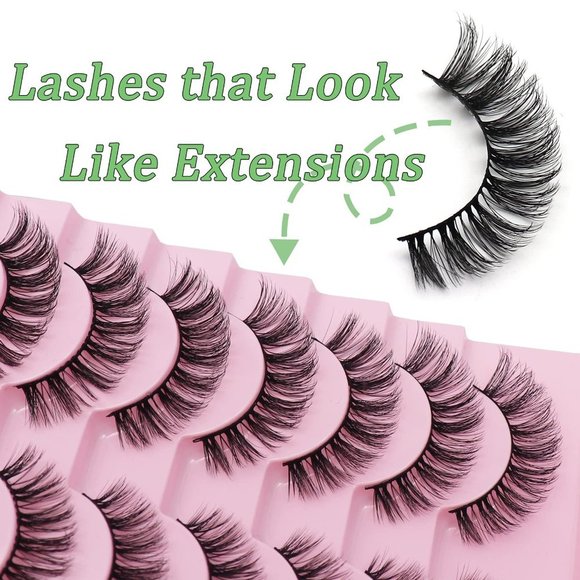 LASHES Fluffy & Wispy Faux Mink Eyelashes - Cat Eye-10Pairs-70A - Picture 5 of 6